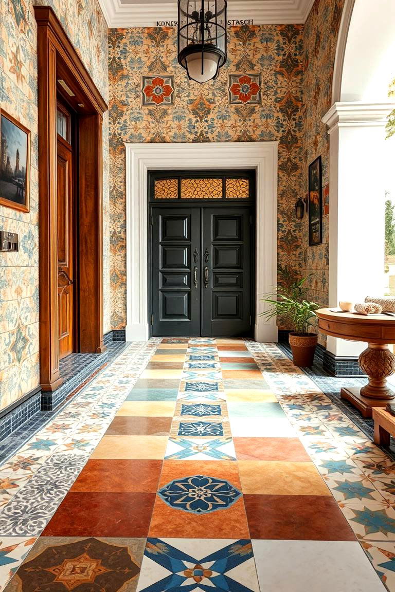 Mix and Match Patterned Tiles - 24 Small Entryway Tile Floor Ideas