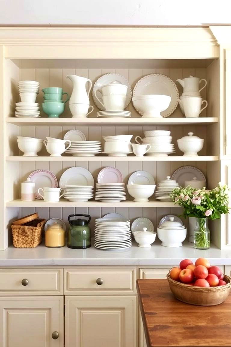 Mix and Match Vintage Dishware - 24 French Country Kitchen Ideas