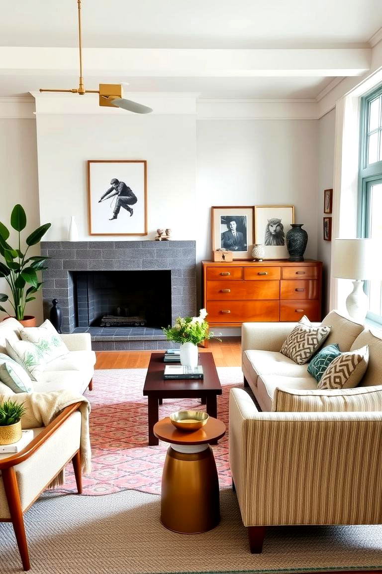 Mix of Vintage and Modern - 24 Preppy Living Room Ideas