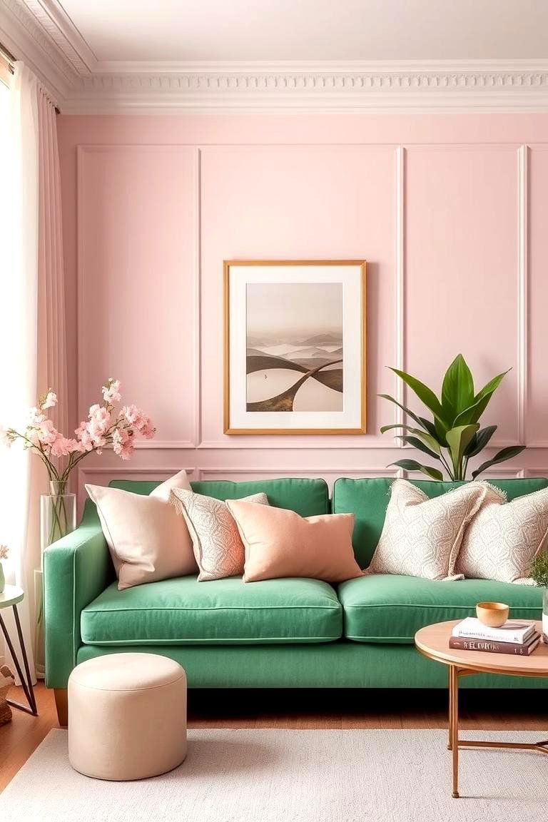 Mix with Pastel Shades for a Fresh Twist - 24 Emerald Green Sofa Living Room Ideas
