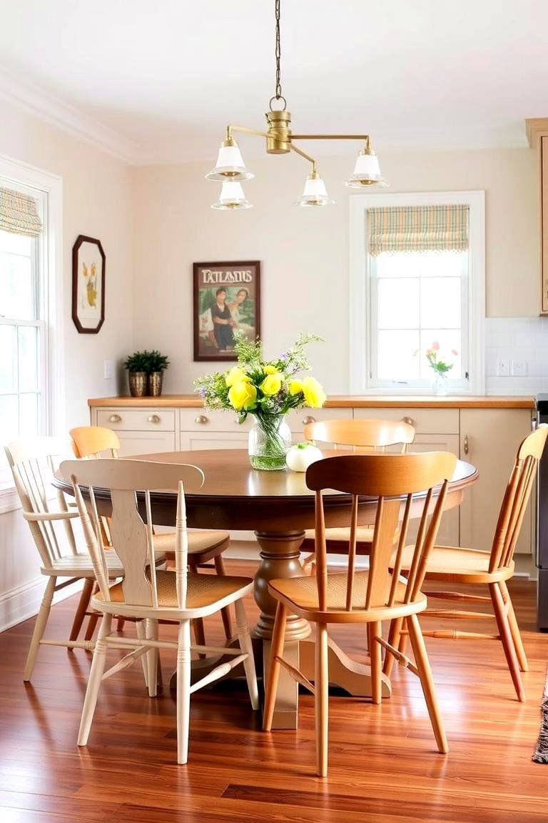 Mixed Chair Styles Around the Table - 24 Eclectic Kitchen Ideas