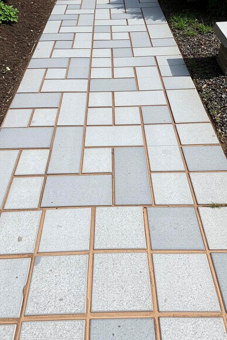 Mixed Grey and Black Paver Design - 24 Grey Paver Walkway Ideas