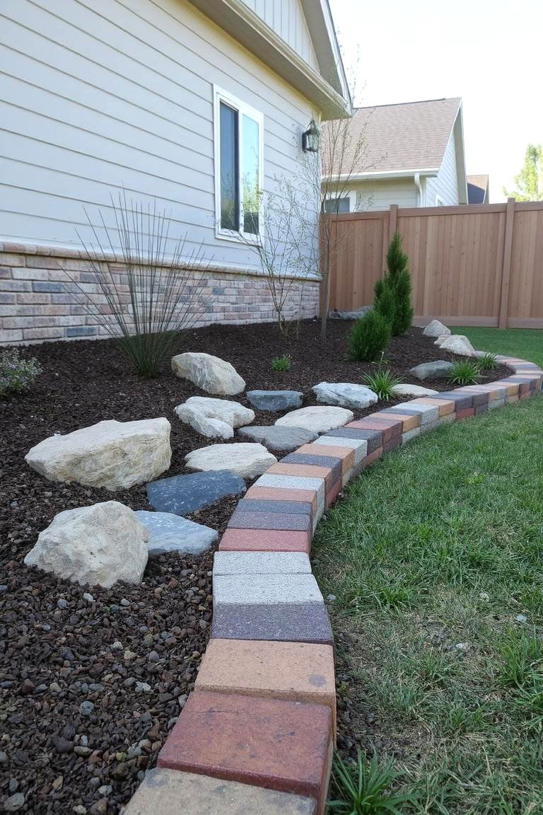 Mixed Material Brick Edging - 24 Brick Edging Ideas