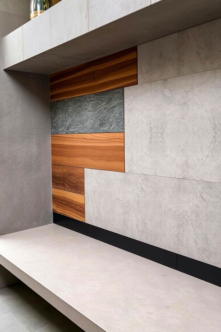 Mixed Material Concrete Finishes - 24 Concrete Bathroom Ideas