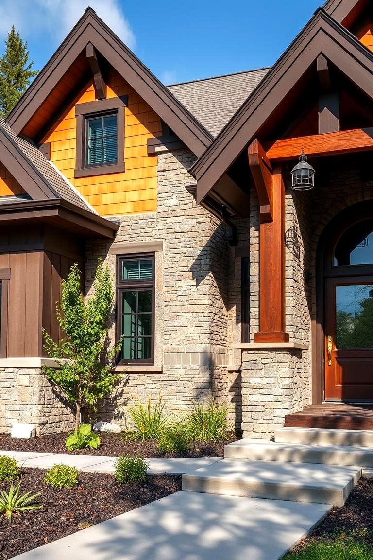 Mixed Material Contrast - 24 Craftsman Style House Exterior Ideas