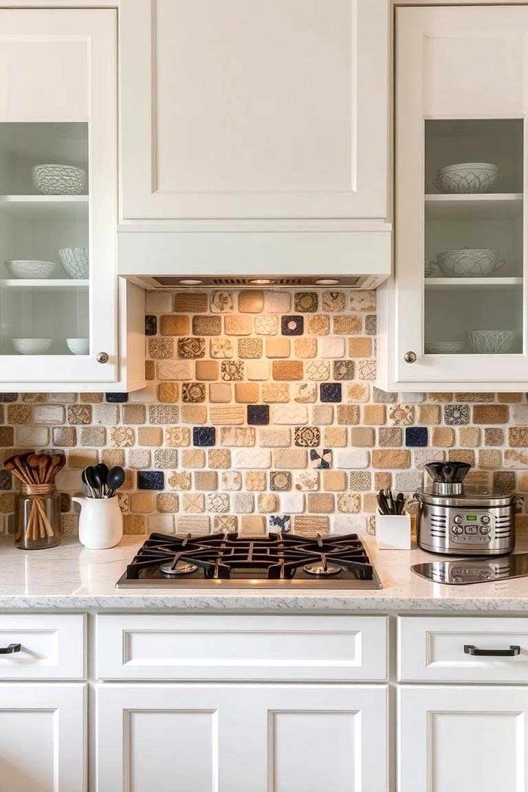 Mixed Material Creativity - 24 White Cabinet Kitchen Backsplash Ideas