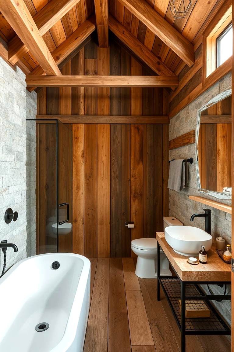 Mixed Material Elegance Bathroom - 24 Barndominium Bathroom Ideas