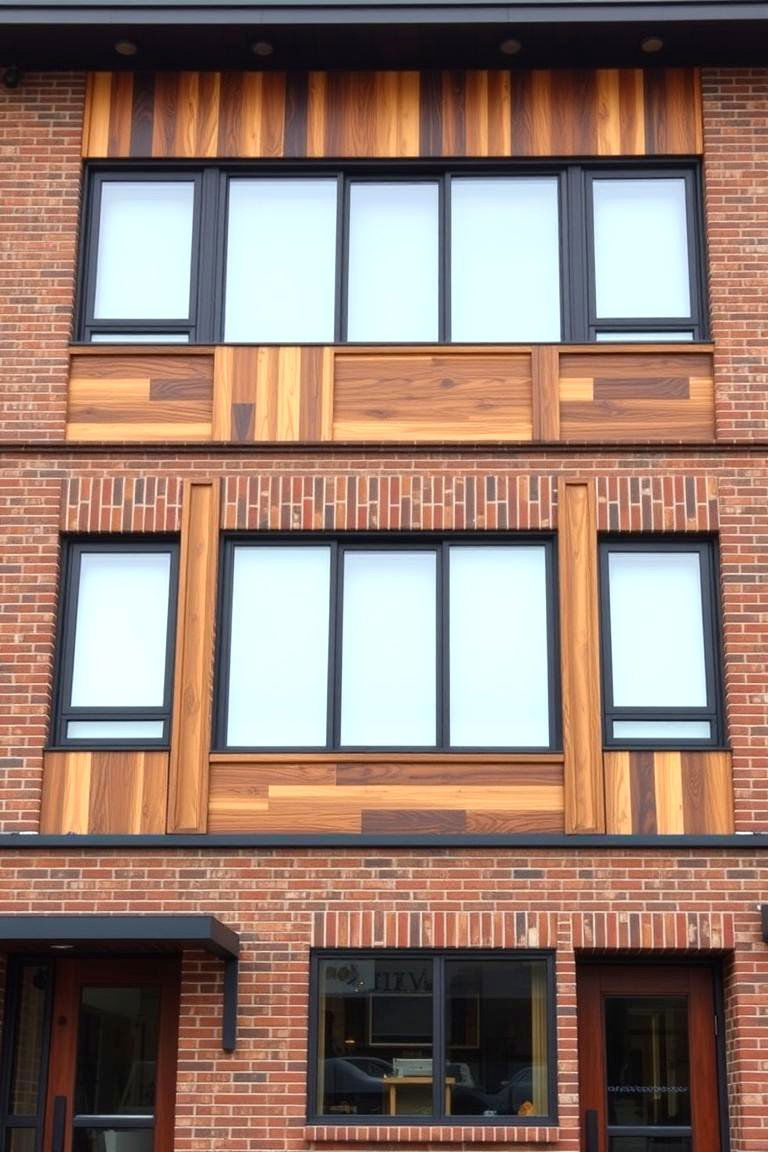 Mixed Material Elegance - 24 Brown Brick Exterior Home Ideas