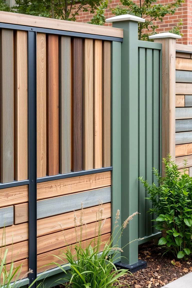 Mixed Material Fusion - 24 Sage Green Garden Fence Ideas