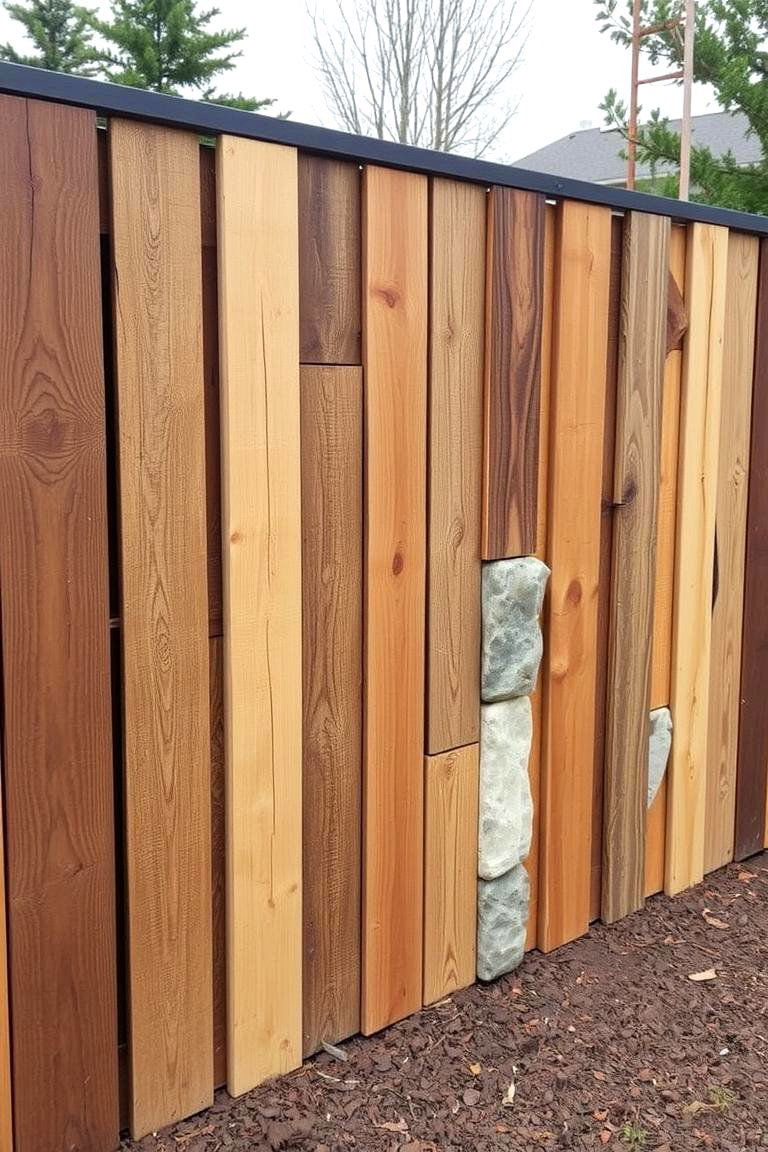 Mixed Material Harmony - 24 Corner Fence Ideas