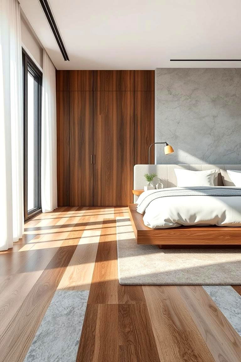 Mixed Material Harmony - 24 Bedroom Flooring Ideas