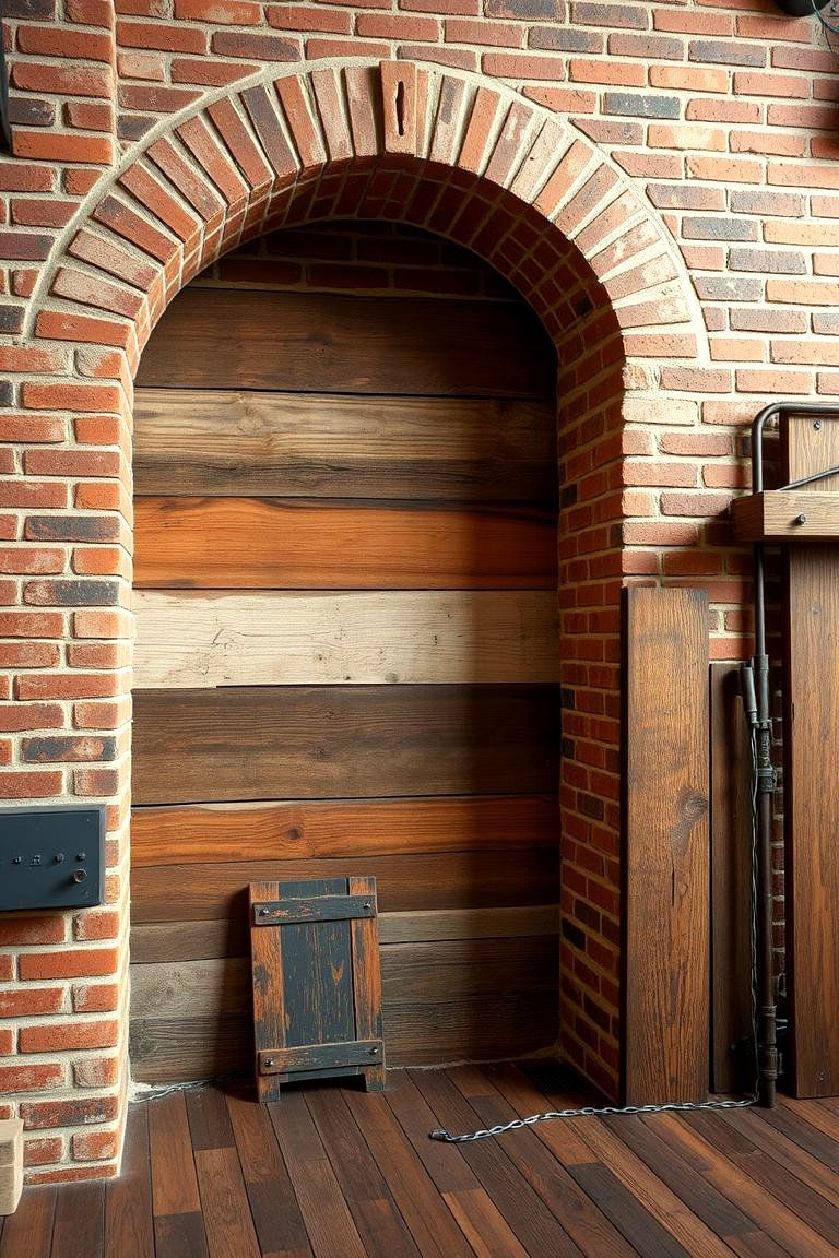 Mixed Material Masterpiece - 24 Rustic Brick Fireplace Ideas