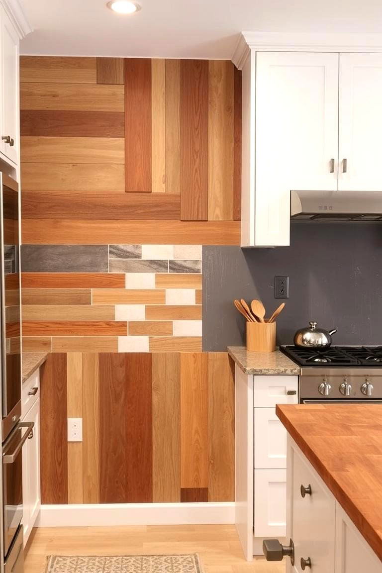 Mixed Material Medley - 24 Kitchen Accent Wall Ideas