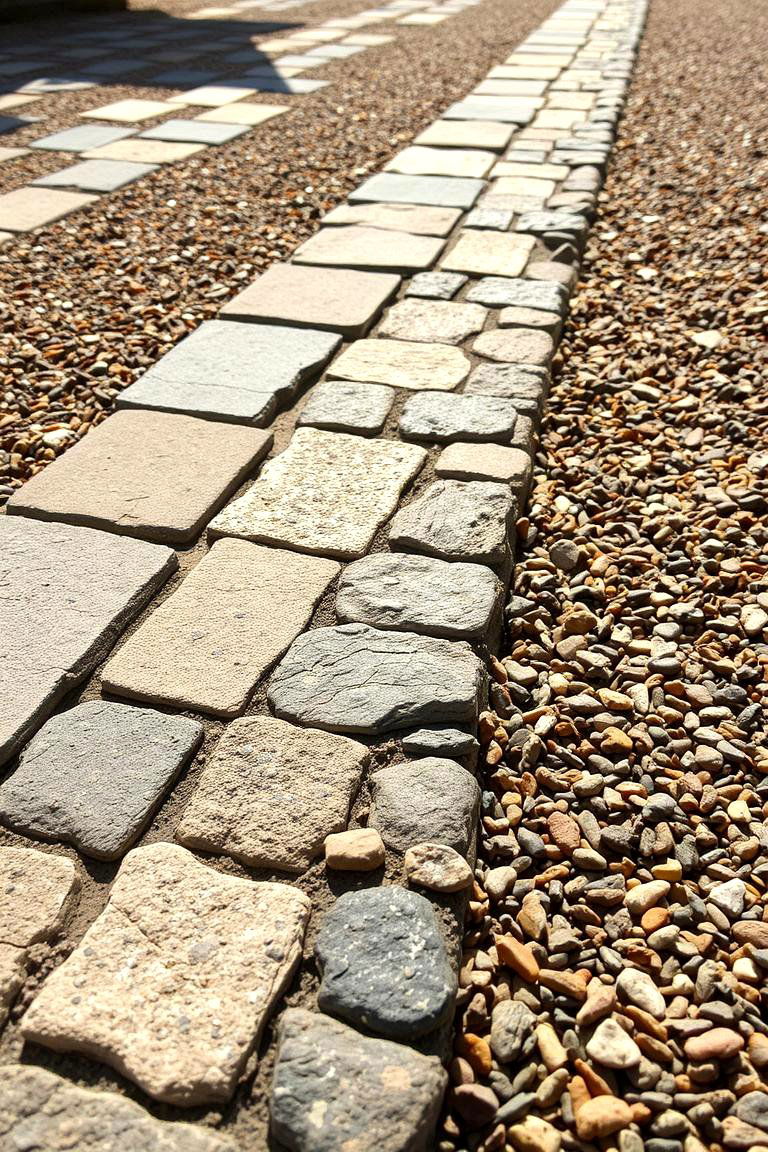 Mixed Material Mosaic Edge - 24 Gravel Driveway Edging Ideas
