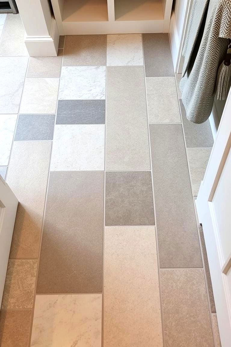 Mixed Material Tiles for an Eclectic Custom Look - 24 Mudroom Tile Floor Ideas