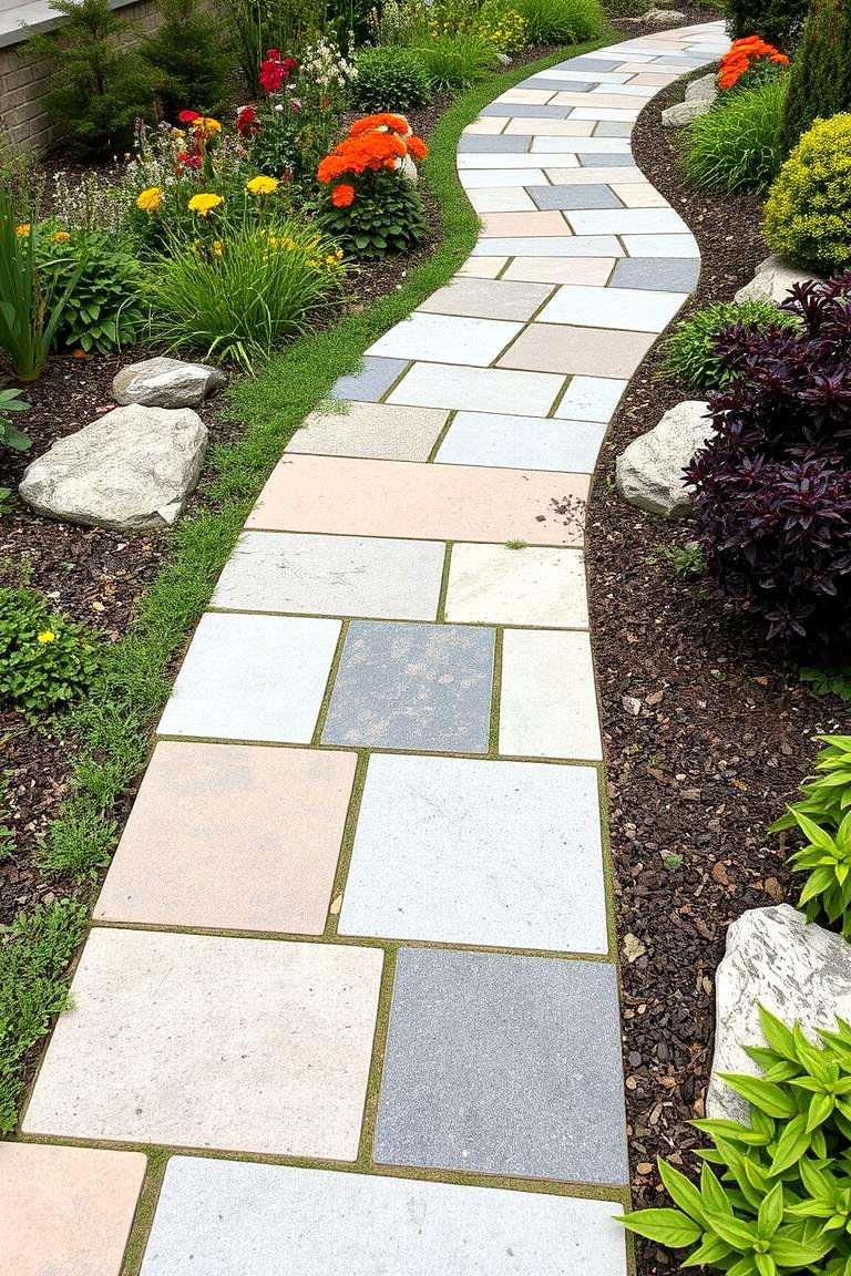 Mixed Material Walkway - 24 Stepping Stone Walkway Ideas