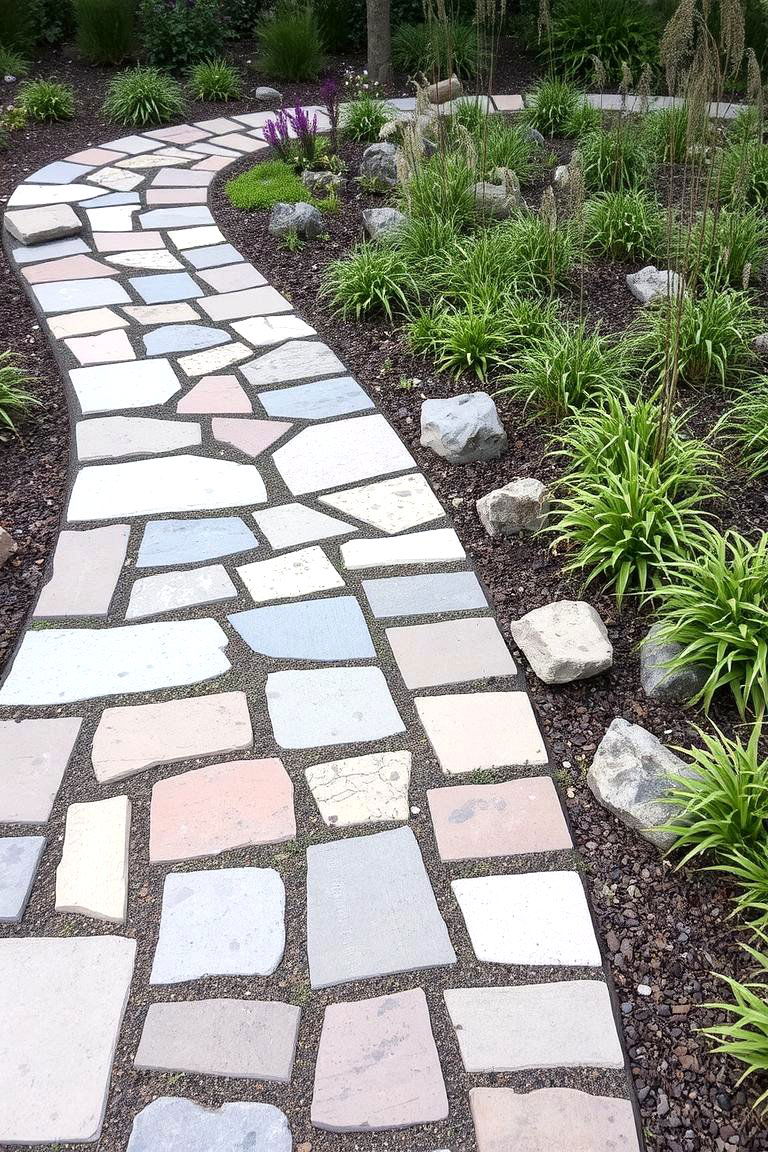 Mixed Material Walkway - 24 Curved Walkway Ideas