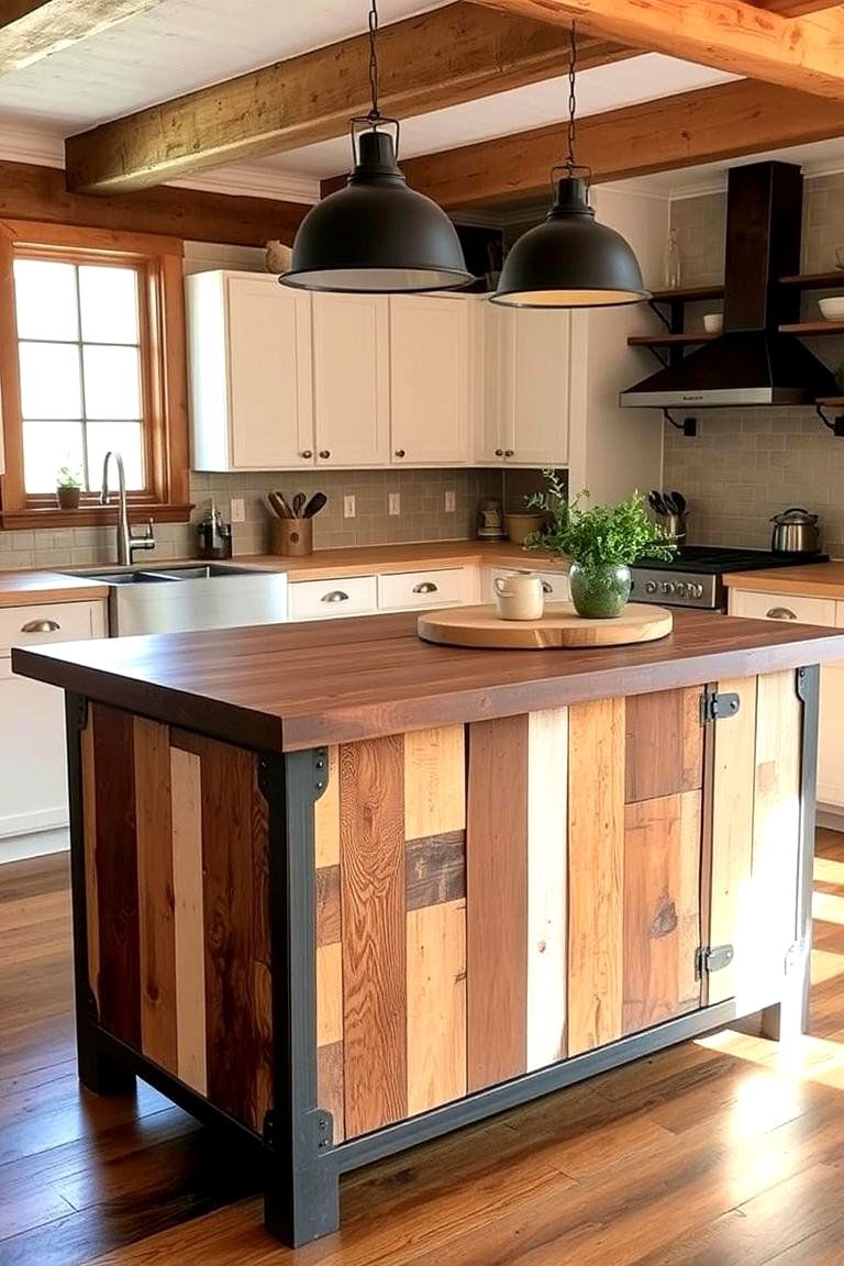 Mixed Materials Island - 24 Farmhouse Kitchen Island Ideas