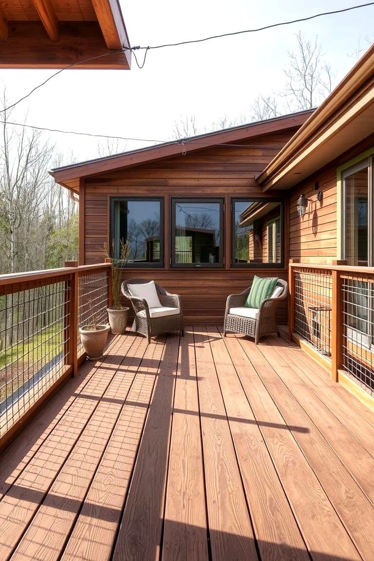 Mixed Materials Marvel - 24 Hog Wire Deck Railing Ideas