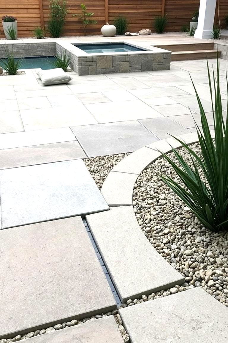 Mixed Materials for a Textured Look - 24 Concrete Pavers Around Pool Ideas