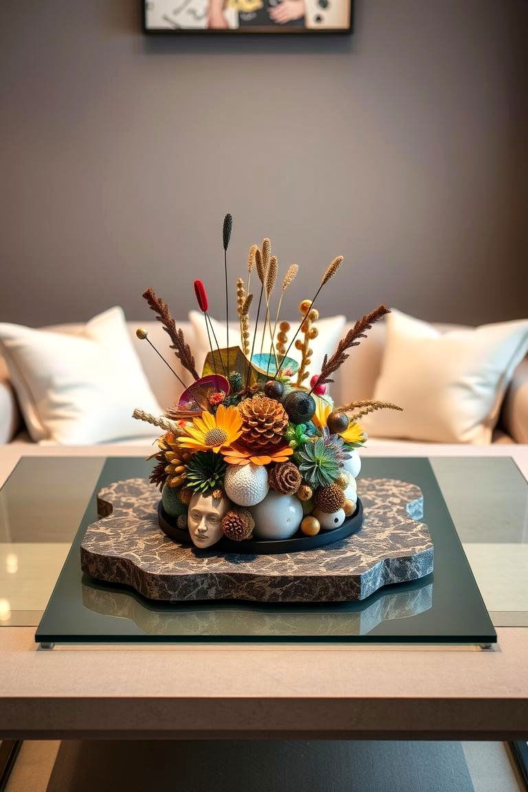 Mixed Media Collage Centerpiece - 24 Coffee Table Centerpiece Ideas