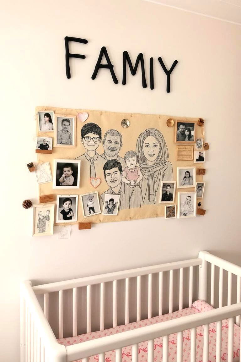 Mixed Media Family Portrait - 24 Nursery Wall Decor Ideas