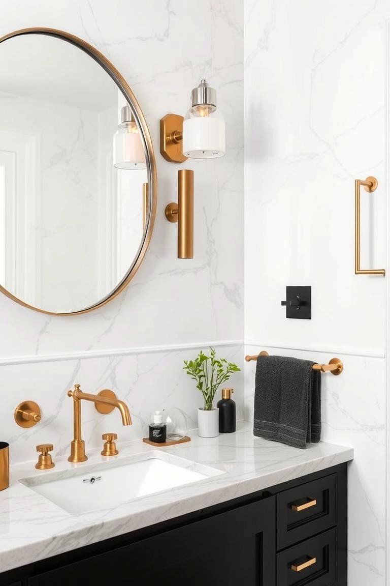 Mixed Metal Finishes - 24 Modern Bathroom Decor Ideas