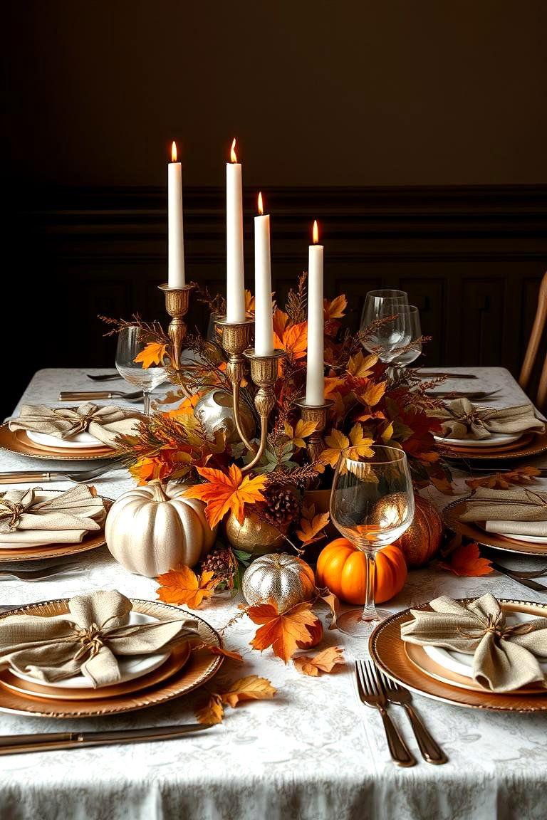 Mixed Metallic Accents - 24 Thanksgiving Table Settings