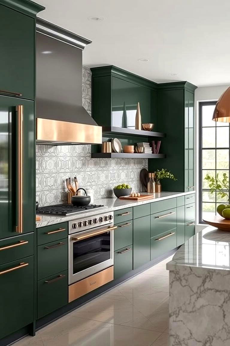 Mixed Metallic Finishes Green and Copper Fusion - 24 Green and Copper Kitchen Ideas