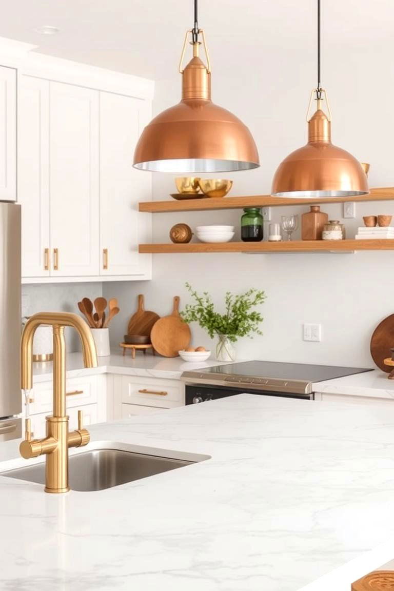 Mixed Metals Fixtures - 24 Boho Kitchen Ideas