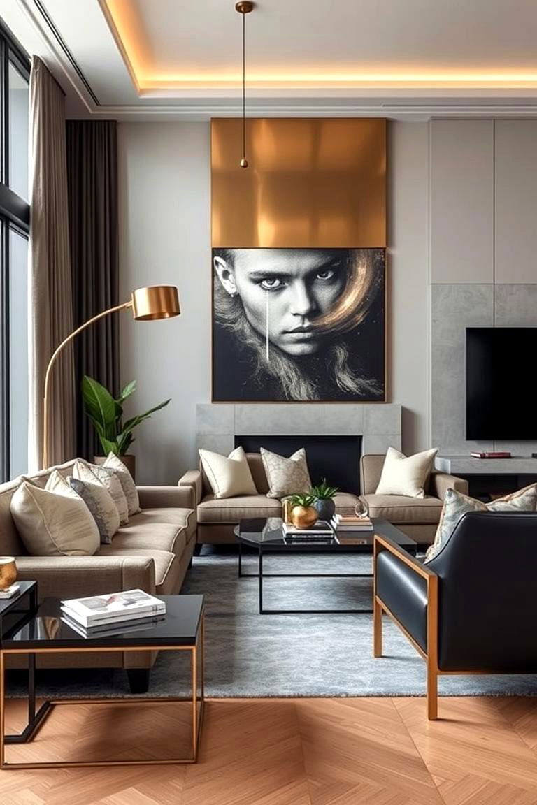 Mixed Metals and Finishes - 24 Pottery Barn Living Room Ideas