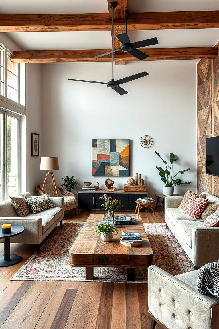 Mixed Modern and Rustic Elements - 24 Joanna Gaines Living Room Ideas