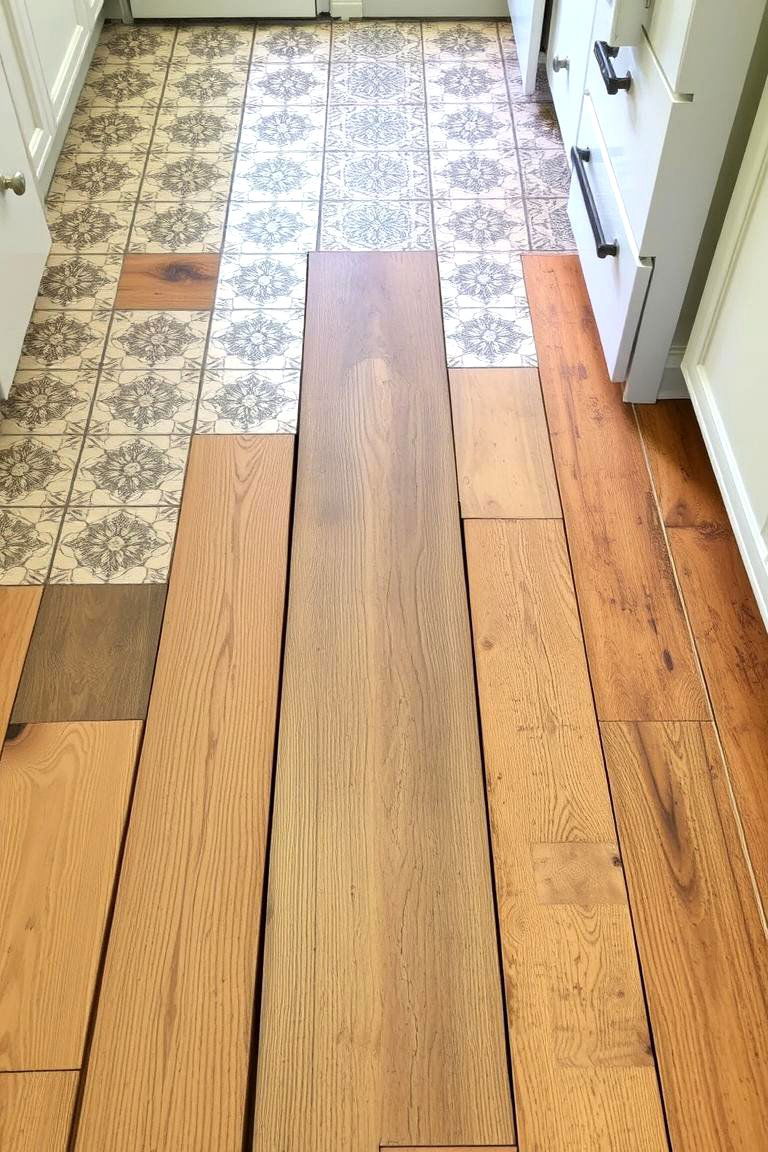 Mixed Pattern Floors - 24 Shabby Chic Kitchen Ideas