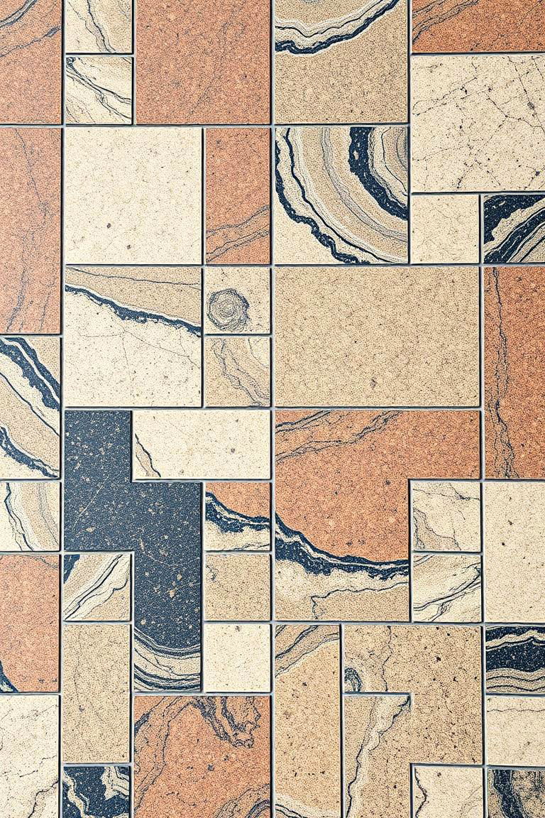 Mixed Pattern Granite Mosaic - 24 Granite Walkway Ideas