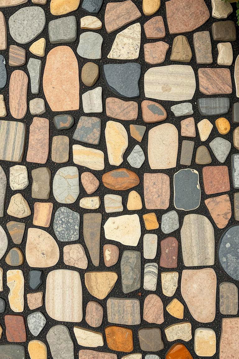 Mixed Stone Mosaic - 24 Stone Patio Ideas