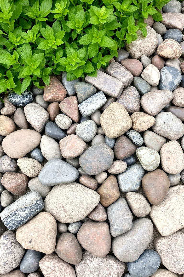 Mixed Stone Mosaic - 24 River Rock Edging Ideas