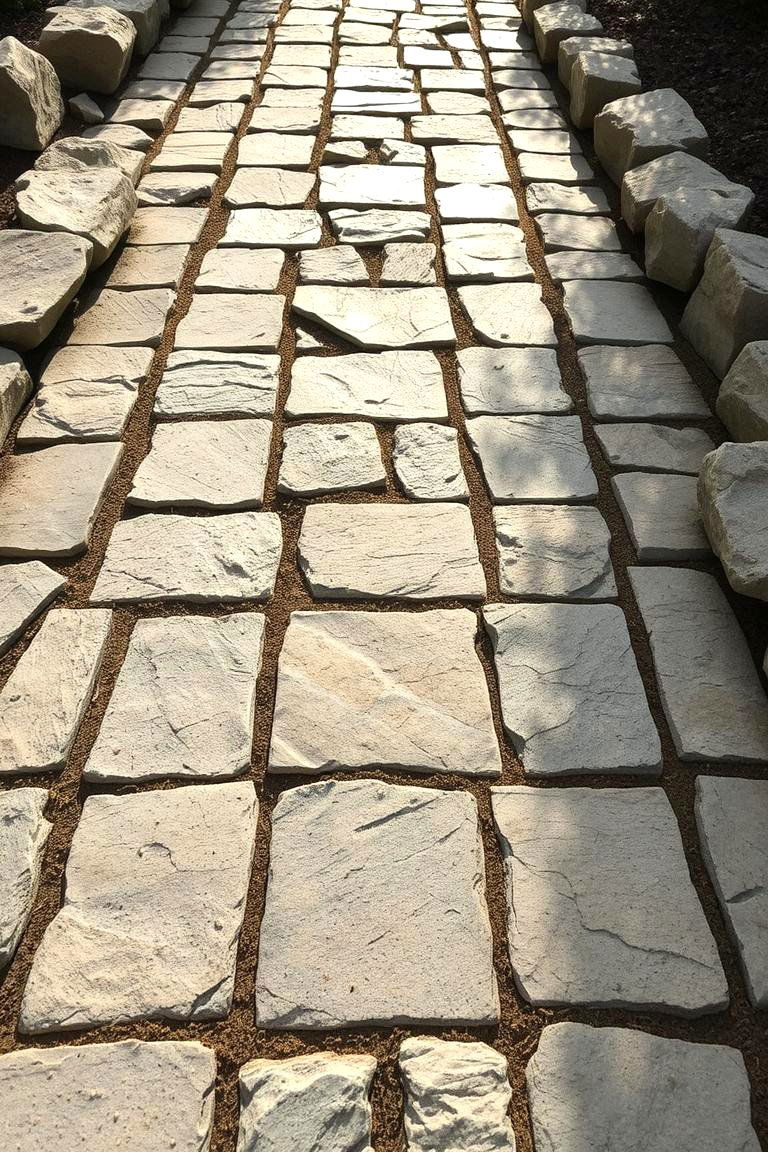Mixed Texture Layered Walkway - 24 Stone Walkway Ideas