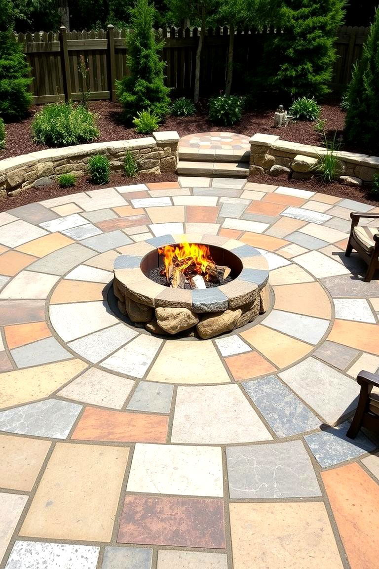 Mixed Texture Patio with Fire Bowl - 24 Stone Patio With a Fire Pit Ideas