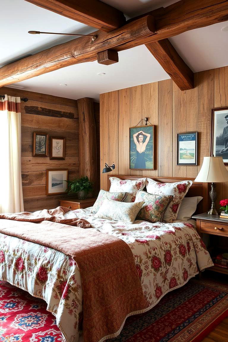 Mixed Textures and Patterns - 24 Country Bedroom Ideas