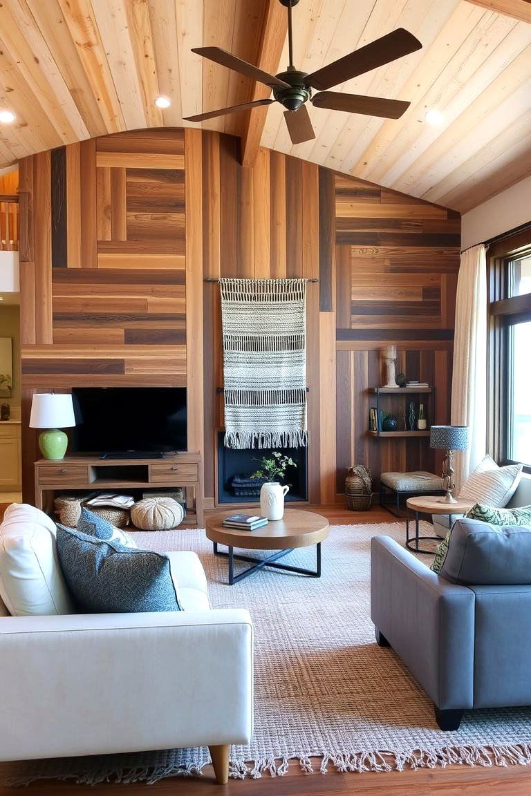 Mixed Wood and Woven Details - 24 Boho Living Room Ideas