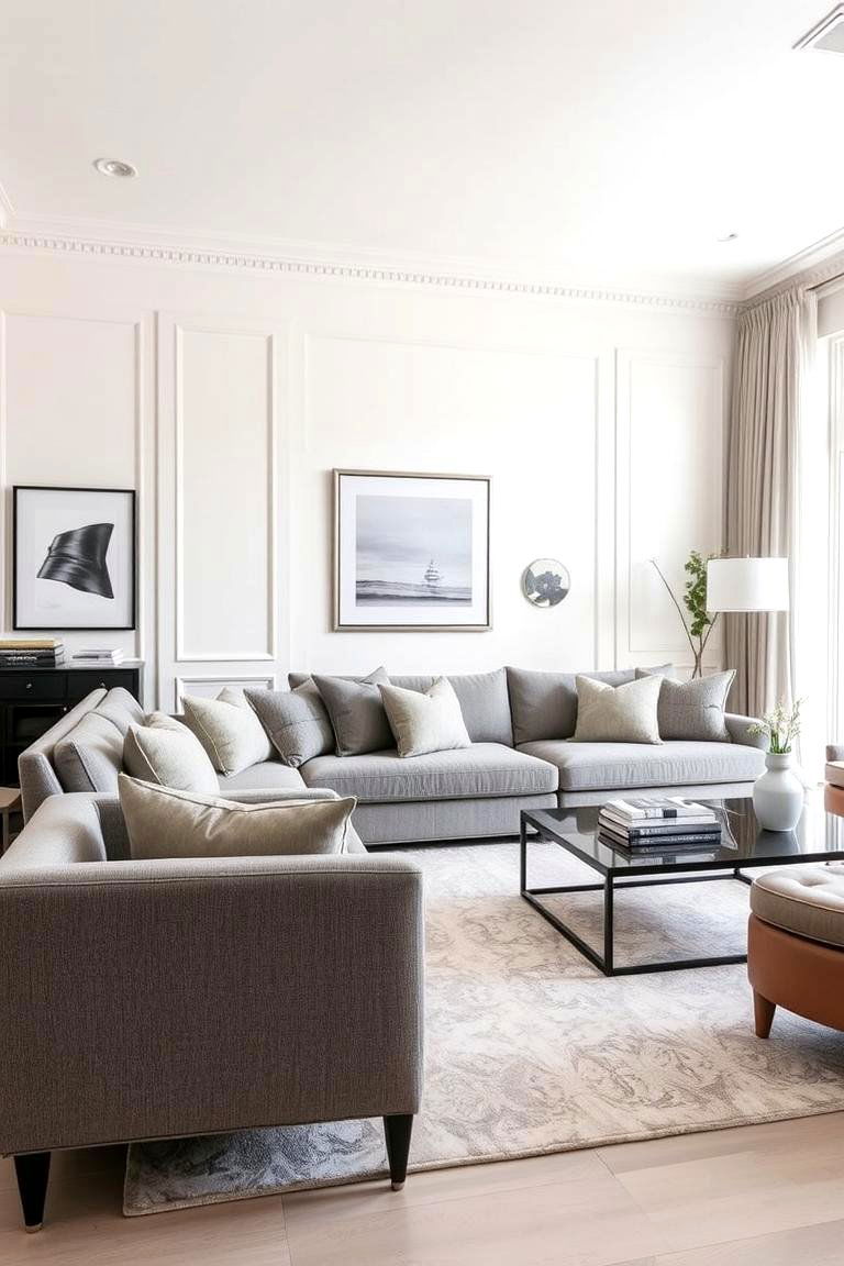 Mixing Cream with Gray - 24 Cream Living Room Ideas