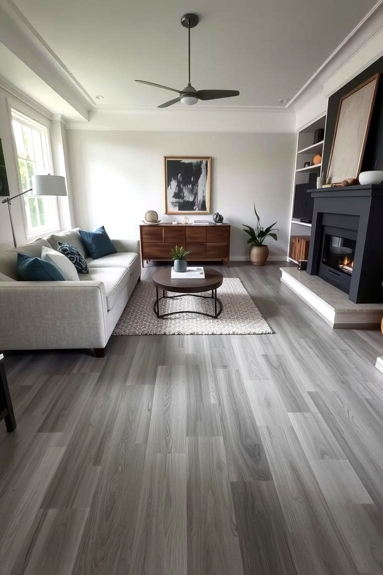 Mixing Different Shades of Grey Flooring for a Dynamic Look - 24 grey flooring living room ideas