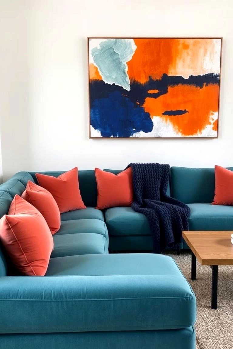 Mixing Different Shades of Orange and Blue for Depth - 24 orange and blue living room ideas