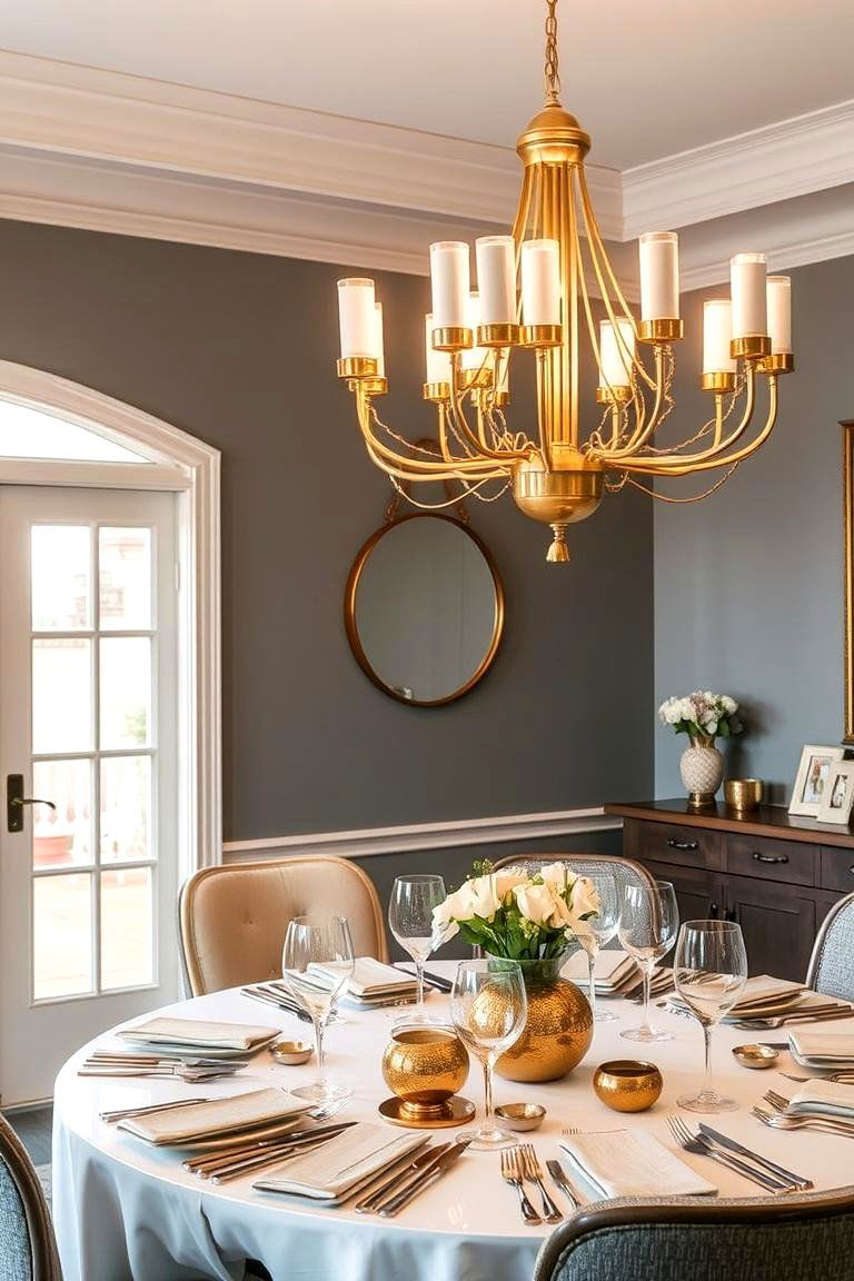 Mixing Metallics - 24 Eclectic Dining Room Ideas