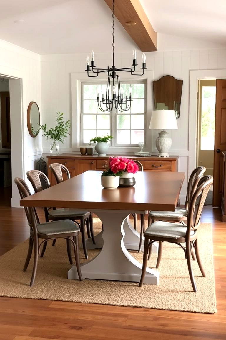 Mixing Modern and Vintage Furniture - 24 Modern Farmhouse Dining Room Ideas