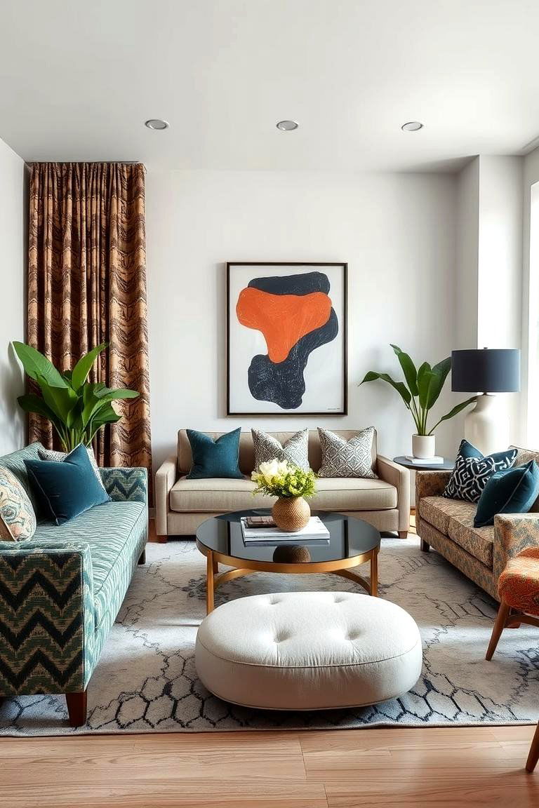 Mixing Patterns and Textures - 24 Budget Apartment Living Room Ideas