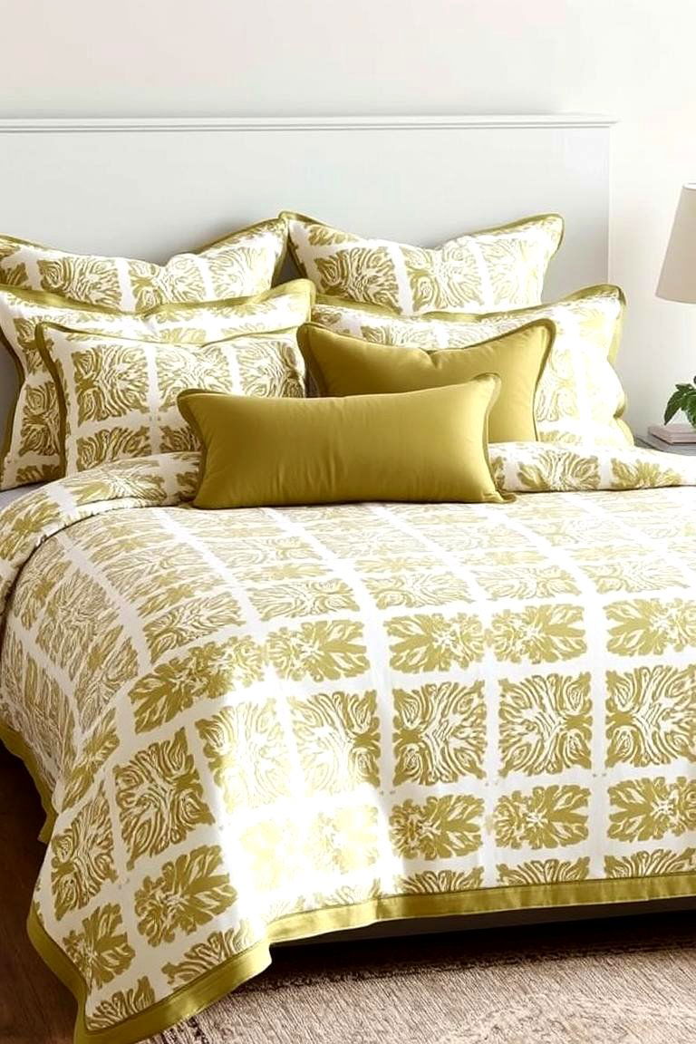 Mixing Patterns with Olive Green - 24 Olive Green Bedroom Ideas
