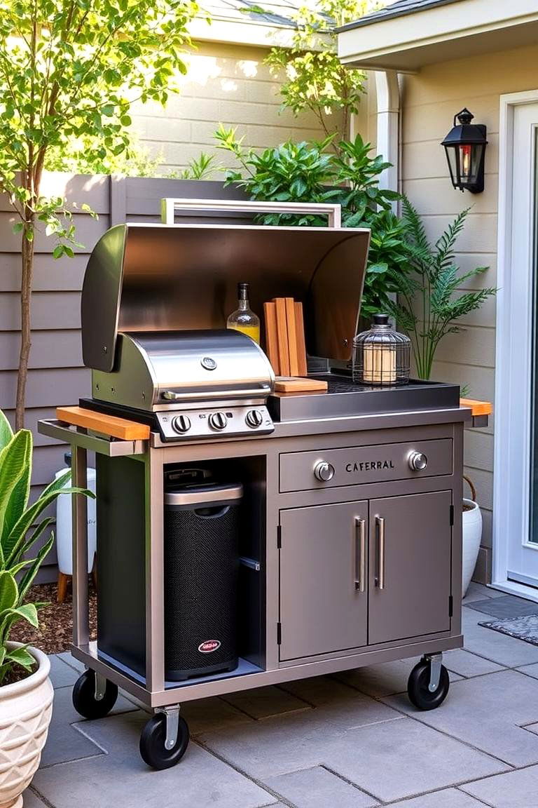 Mobile Outdoor Cooking Cart - 24 Small Outdoor Kitchen Ideas