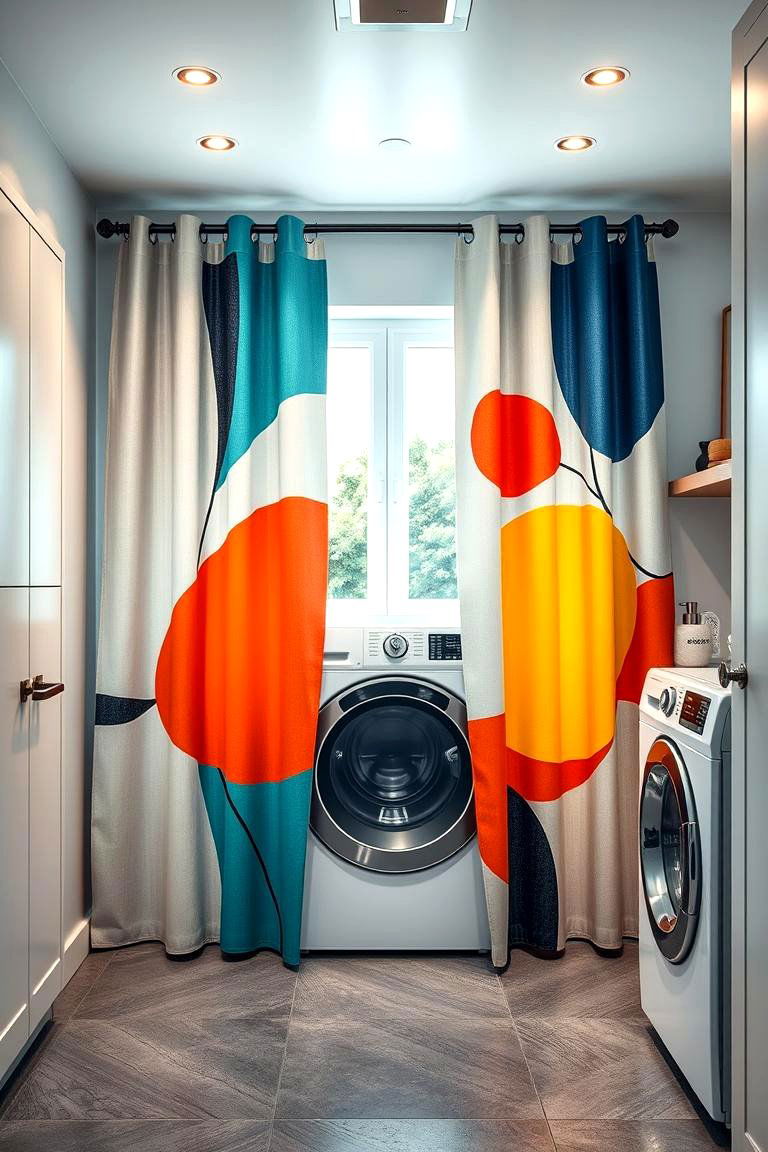 Modern Abstract Art Curtains - 24 Laundry Room Curtain Ideas