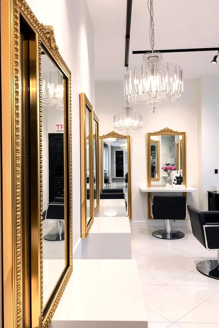 Modern Aesthetic with Metallic Accents - 24 Small Salon Interior Design Ideas